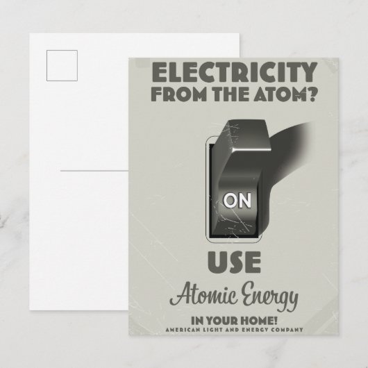 Elektriciteit uit het Atom Uitnodiging Briefkaart (Voorkant / Achterkant)