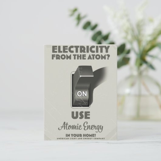 Elektriciteit uit het Atom Uitnodiging Briefkaart (Staand voorkant)