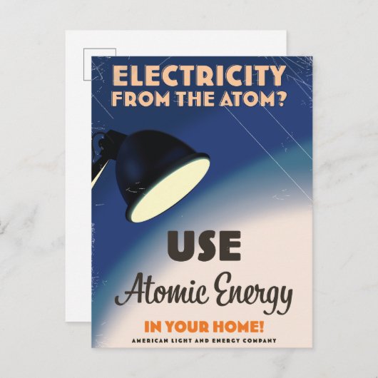 Elektriciteit uit het Atom? Uitnodiging Briefkaart (Voorkant / Achterkant)