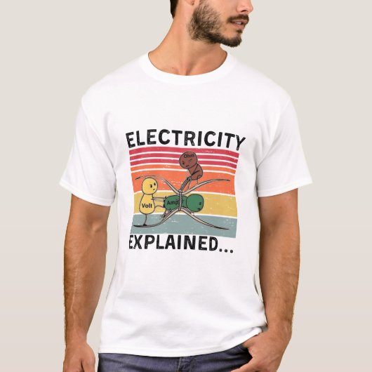 Elektriciteit verklaard...Elektrische Funny Ohm Vo T-shirt (Voorkant)