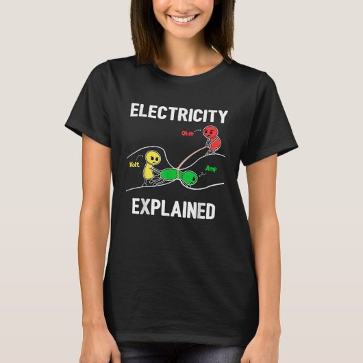 Elektriciteit verklaard Ohm volt ampère-elektricie T-shirt (Voorkant)