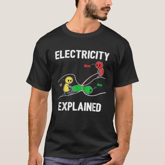 Elektriciteit verklaard Ohm volt ampère-elektricie T-shirt (Voorkant)