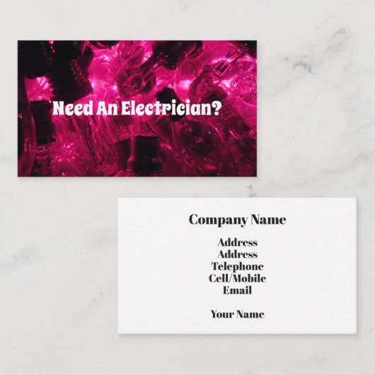 ELEKTRICITEIT VISITEKAARTJE (Voorkant / Achterkant)