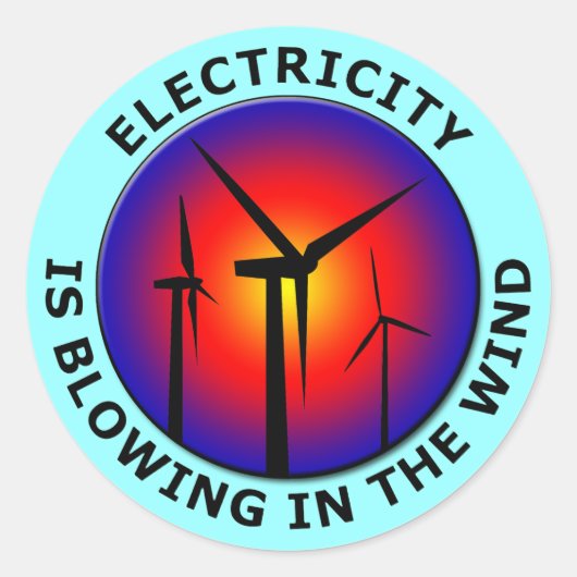 Elektriciteit waait in de wind ronde sticker (Voorkant)