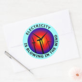 Elektriciteit waait in de wind ronde sticker (Envelop)