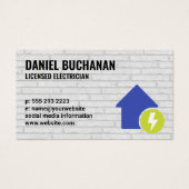 Elektriciteits- en Thuispictogram | Brick Wall Visitekaartje (Voorkant)