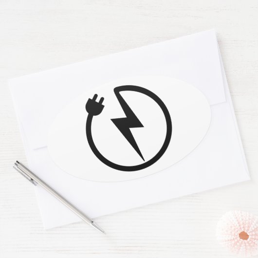 Elektriciteitsdraad Ovale Sticker (Envelop)