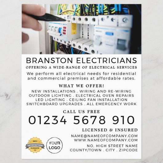 Elektriciteitskast, elektricien reclame flyer (Voorkant)