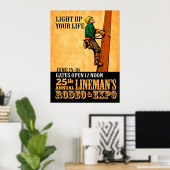 elektriciteitsleverancier electriciër herstelt oud poster (Thuiskantoor)