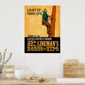 elektriciteitsleverancier electriciër herstelt oud poster (Keuken)