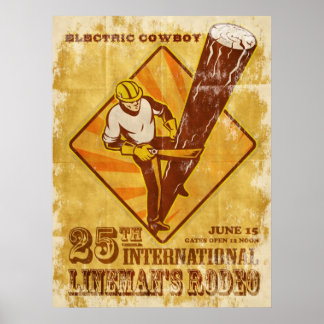 elektriciteitsleverancier electriciër herstelt oud poster