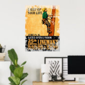 elektriciteitsleverancier electriciër herstelt oud poster (Thuiskantoor)