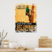 elektriciteitsleverancier electriciër herstelt oud poster (Keuken)