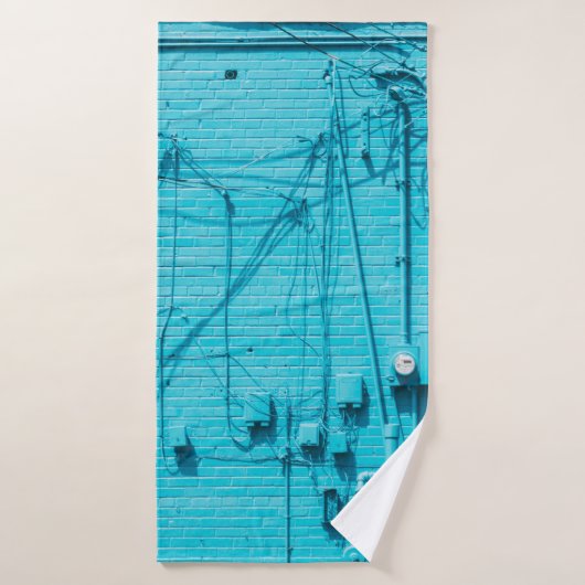 ELEKTRICITEITSMETER OP BLAUW BRICK WALL BADHANDDOEK (Badhanddoek)