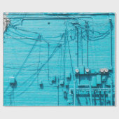 ELEKTRICITEITSMETER OP BLAUW BRICK WALL CADEAUPAPIER (Vlak)