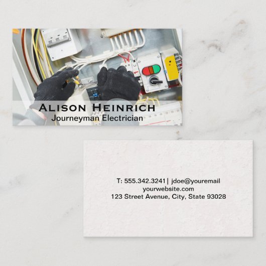 Elektricus die aan Draden werkt Visitekaartje (Voorkant / Achterkant)