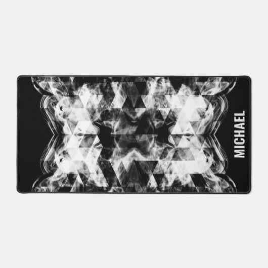 Elektrificatie zwart wit sparkly driehoek Monogram Bureaumat (Voorkant)