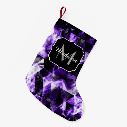 Elektrificerend paars violet sparkly Monogram Kleine Kerstsok (Voorkant (Hangend))