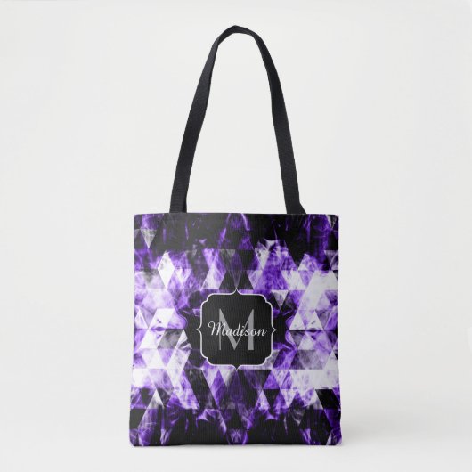 Elektrificerend paars violet sparkly Monogram Tote Bag (Voorkant)
