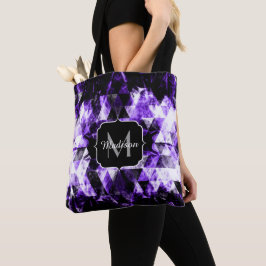 Elektrificerend paars violet sparkly Monogram Tote Bag