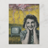 Elektrificerende collage van een vrouw roze gele l briefkaart (Voorkant)