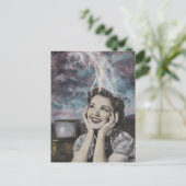 Elektrificerende collage van vrouw blauw en paarse briefkaart (Staand voorkant)