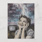 Elektrificerende collage van vrouw blauw en paarse briefkaart (Voorkant)