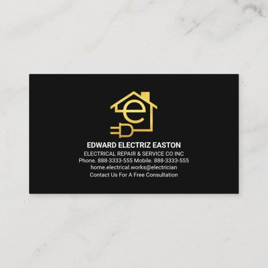 Elektrificerende power opladen lamp visitekaartje (Achterkant)