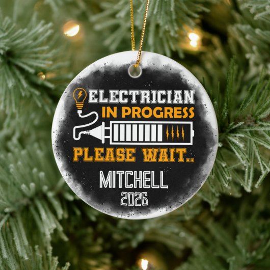 Elektriker Afstuderende Afstuderen Keramisch Ornament (Boom)