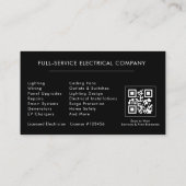 Elektriker QR Code Zwart Zilver Visitekaartje (Achterkant)
