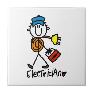 Elektriker Stickfiguur Tegeltje
