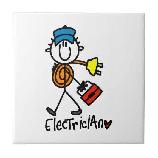 Elektriker Stickfiguur Tegeltje (Voorkant)