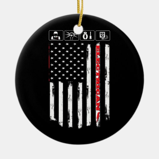 Elektrisch Amerikaans-Amerikaanse vlaggenpatriotte Keramisch Ornament (Voorkant)