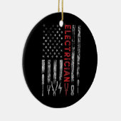 Elektrisch-Amerikaanse vlagpatriottische Funny Keramisch Ornament (Rechts)