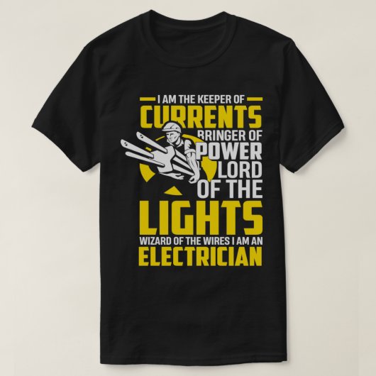 Elektrisch bediende van currentiemensen Funny Elec T-shirt (Design voorkant)