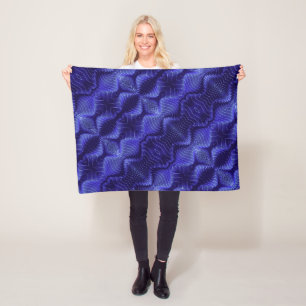 Elektrisch Blau Abstracte Golven Fleece Deken