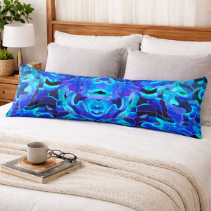 Elektrisch Blau Aqua Abstracte Golf Symmetrie Patr Lichaamskussen