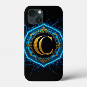 Elektrisch blau glazuur goud C monogram luxe neon Case-Mate iPhone Case