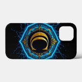 Elektrisch blau glazuur goud C monogram luxe neon Case-Mate iPhone Case (Achterkant (horizontaal))