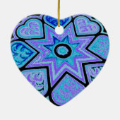 Elektrisch Blau Hartjes & Sterren Ornament (Achterkant)