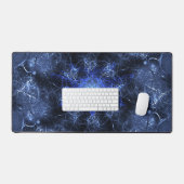 Elektrisch Blau Plasma Fractale Kunst Bureaumat (Keyboard & Muis)