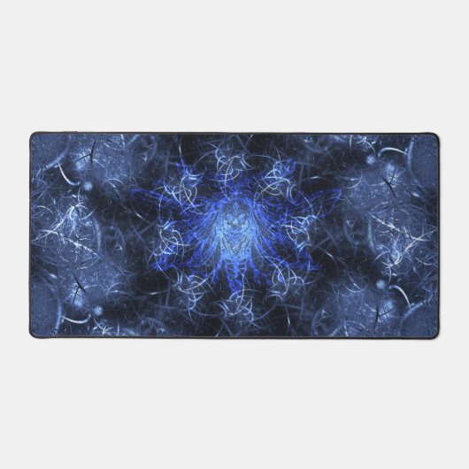 Elektrisch Blau Plasma Fractale Kunst Bureaumat (Voorkant)