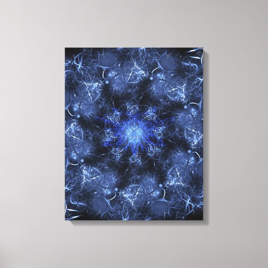 Elektrisch Blau Plasma Fractale Kunst Canvas Afdruk (Voorkant)