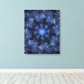 Elektrisch Blau Plasma Fractale Kunst Canvas Afdruk (Insitu (Houten vloer))