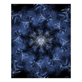 Elektrisch Blau Plasma Fractale Kunst Perfect Poster