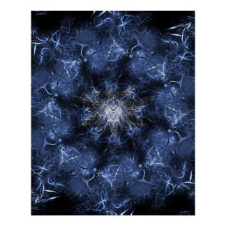 Elektrisch Blau Plasma Fractale Kunst Perfect Poster
