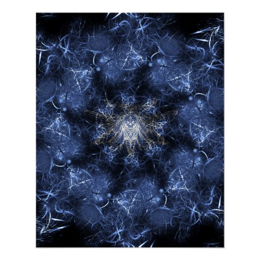 Elektrisch Blau Plasma Fractale Kunst Perfect Poster (Voorkant)