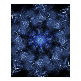 Elektrisch Blau Plasma Fractale Kunst Perfect Poster