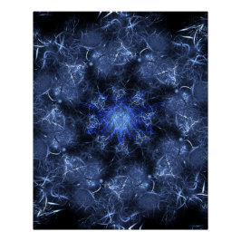 Elektrisch Blau Plasma Fractale Kunst Perfect Poster