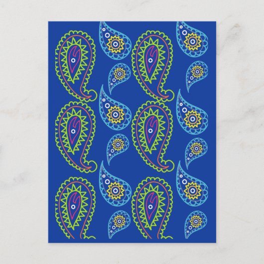 Elektrisch blauw BRIEFKAART van de Paisley voor de (Voorkant)